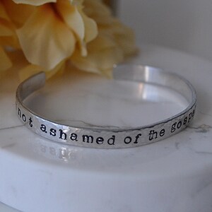I Am Not Ashamed - Handmade Christian Adjustable Stamped Cuff Bracelet, Bible Verse, Scripture Christian Gift