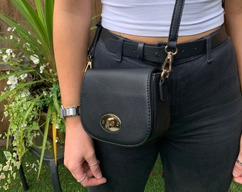 Gorgeous Vegan Leather Mini Satchel Cross-Body Bag in Black, Perfect accessory for day or night, lovely gift