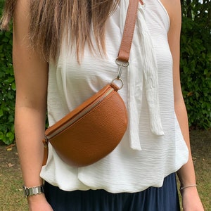 Soft Italian Leather Tan Cross Body bum Bag sling Bag fanny Pack