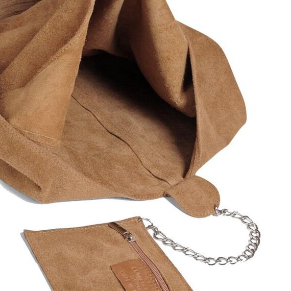 Real Suede Soft Tan Slouchy Style Bag Made in Italy Everyday Statement Handbag Free UK Delivery Etsy UK