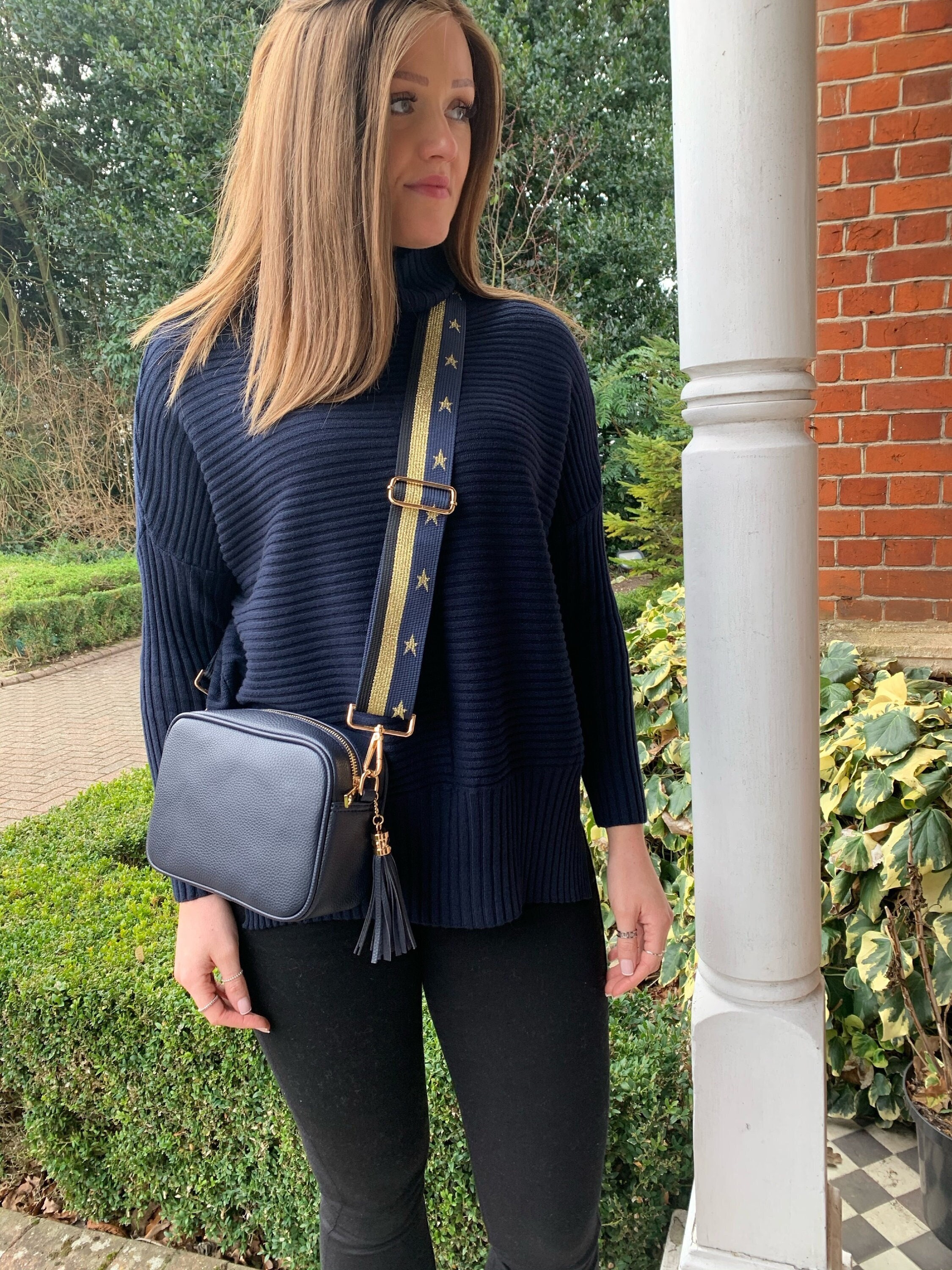 Cross Body Vegan Leather Camera Bag in Dark Navy With Soft Wide Detachable  Funky Stars u0026 Stripes Strap - Etsy