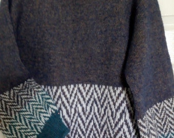 Hand knitted jacquard jumper