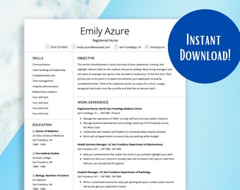 Google Docs Resume - Nurse Resume Template - CV Template Professional - Digital Download - Compatible with Apple Pages and Word Docs