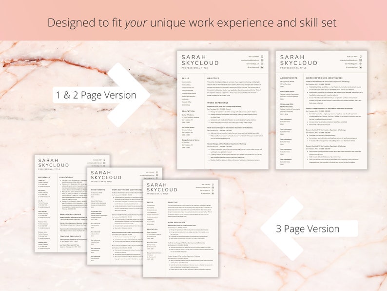 Professional Resume Template CV Template Word Resume Template Google Docs Resume and Cover Letter Template Digital Download image 4