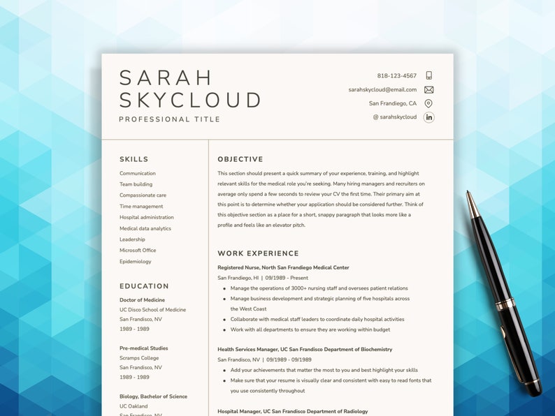 CV Template Professional Resume and Cover Letter Template Professional Resume Template Google Docs Resume Curriculum Vitae image 1