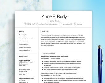 Nursing Resume Template - CV Template Professional - Digital Download - Google Docs Resume - Compatible with Apple Pages and Word Docs