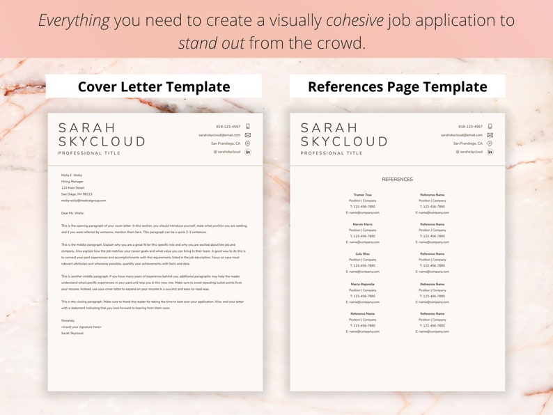 Professional Resume Template CV Template Word Resume Template Google Docs Resume and Cover Letter Template Digital Download image 5