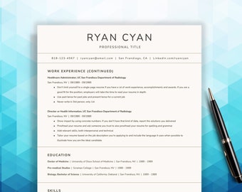 CV Template Professional - Professional Resume Template - Google Docs Resume Template - Digital Download - - Curriculum Vitae - Word + Pages