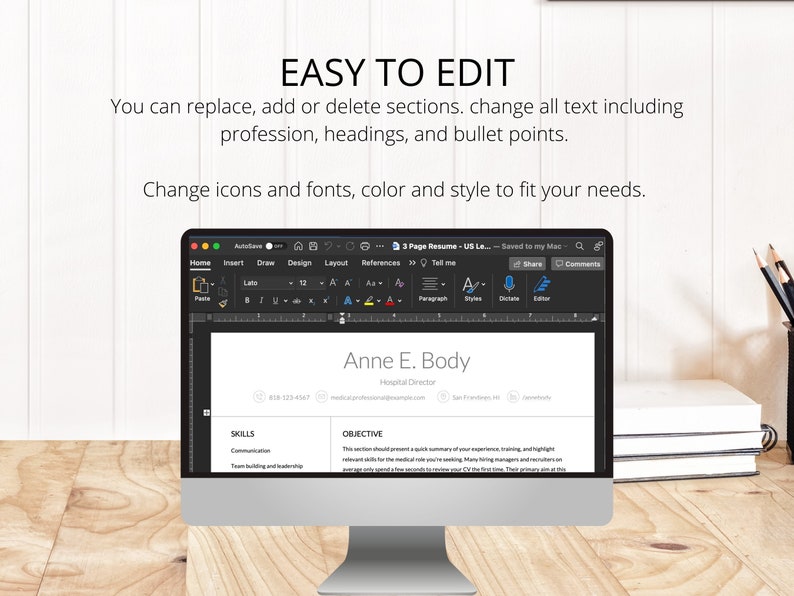 Nursing Resume Template CV Template Professional Digital Download
