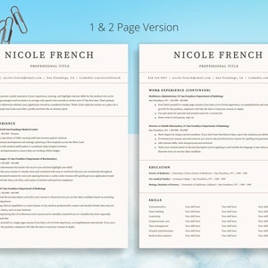 May include: A black and white resume template with the title "Nicole French" and the text "Professional Title" at the top. The resume includes contact information, an objective, work experience, education, and skills.