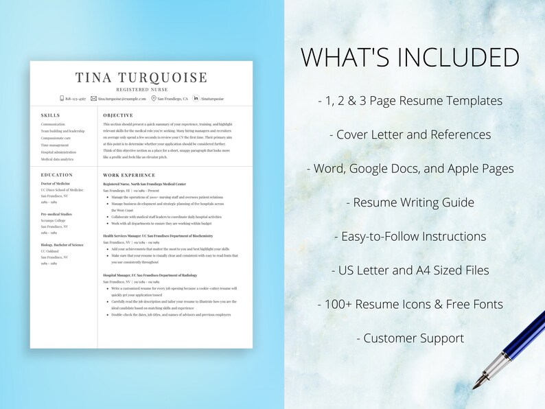 CV Template Professional Nursing Resume Template Digital Download