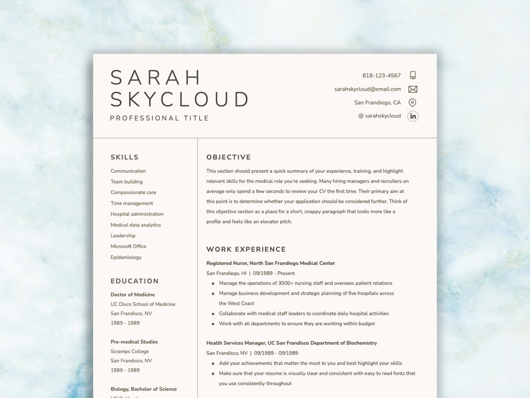 Resume Template Google Docs - Professional Resume and Cover Letter ...