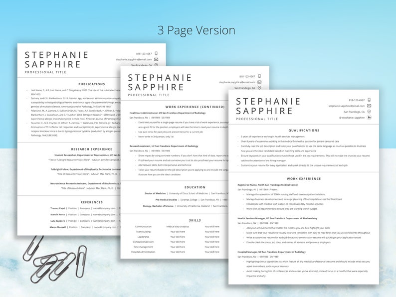 CV Template Professional Resume Template Bundle Google Docs Resume Template Digital Download Curriculum Vitae Teacher Resume zdjęcie 4