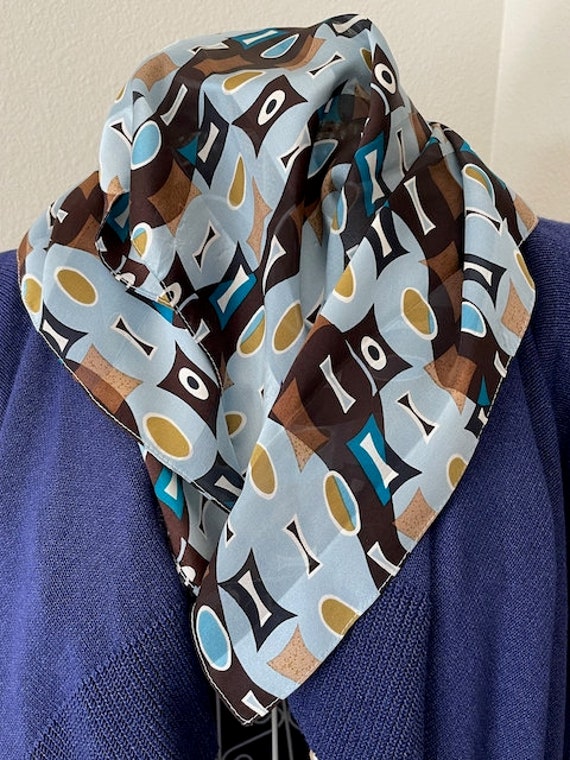 1960s Silk Scarf with Retro Geometic Patterns - image 3