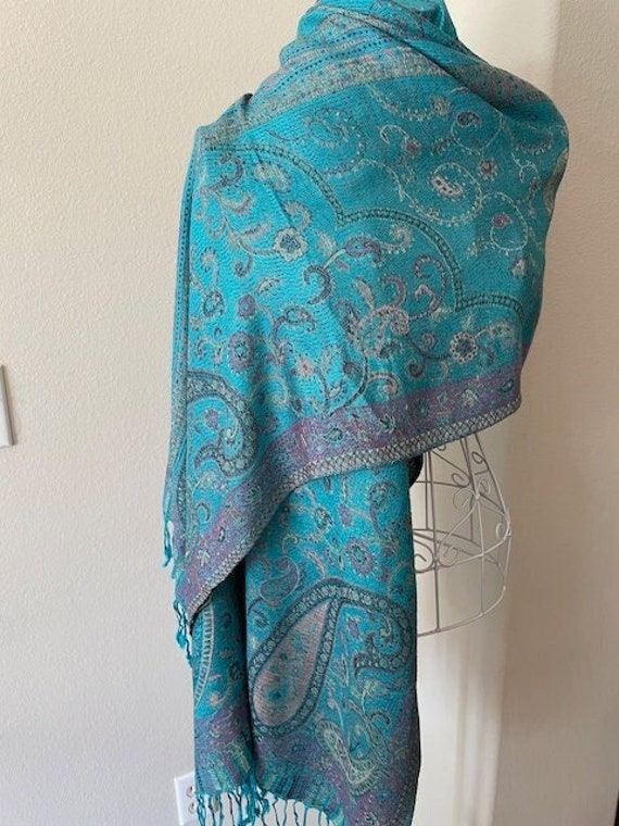 Vibrant Boho Paisley Pashima/Silk Wrap