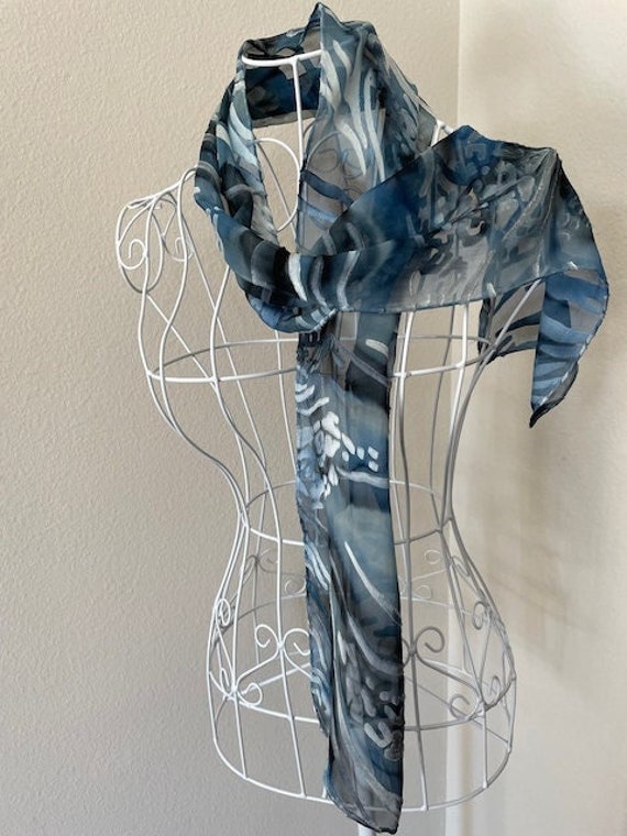 Hand-dyed Vintage Silk Patterned & Textured Scarf 
