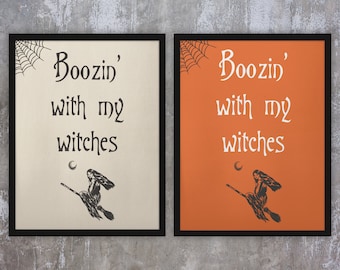 Halloween Druckbare Wandkunst | Lustige druckbare Halloween Poster | Halloween Dekor | Hexenkunst