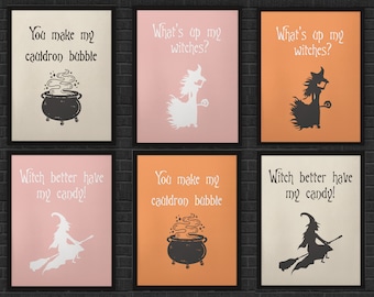 Halloween Printable Wall Art Bundle | 3er Set Druckbare Halloween Poster | Halloween Dekor | Witches Ghosts Trick or Treat Art