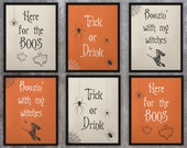 Halloween Printable Wall Art Bundle | Set of 3 Printable Halloween Posters | Halloween Decor | Witches Ghosts Trick or Treat Art