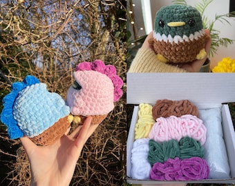 Duck-a-saurus crochet kit  Rachel's Crochet Creations | gift animals plushie amigurumi birthday diy pattern mallard fidget toy beginner easy