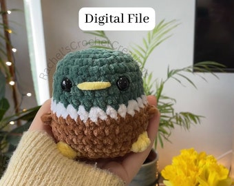 No-sew small chubby duck crochet pattern by Rachel'sCrochetCreations || Digital file