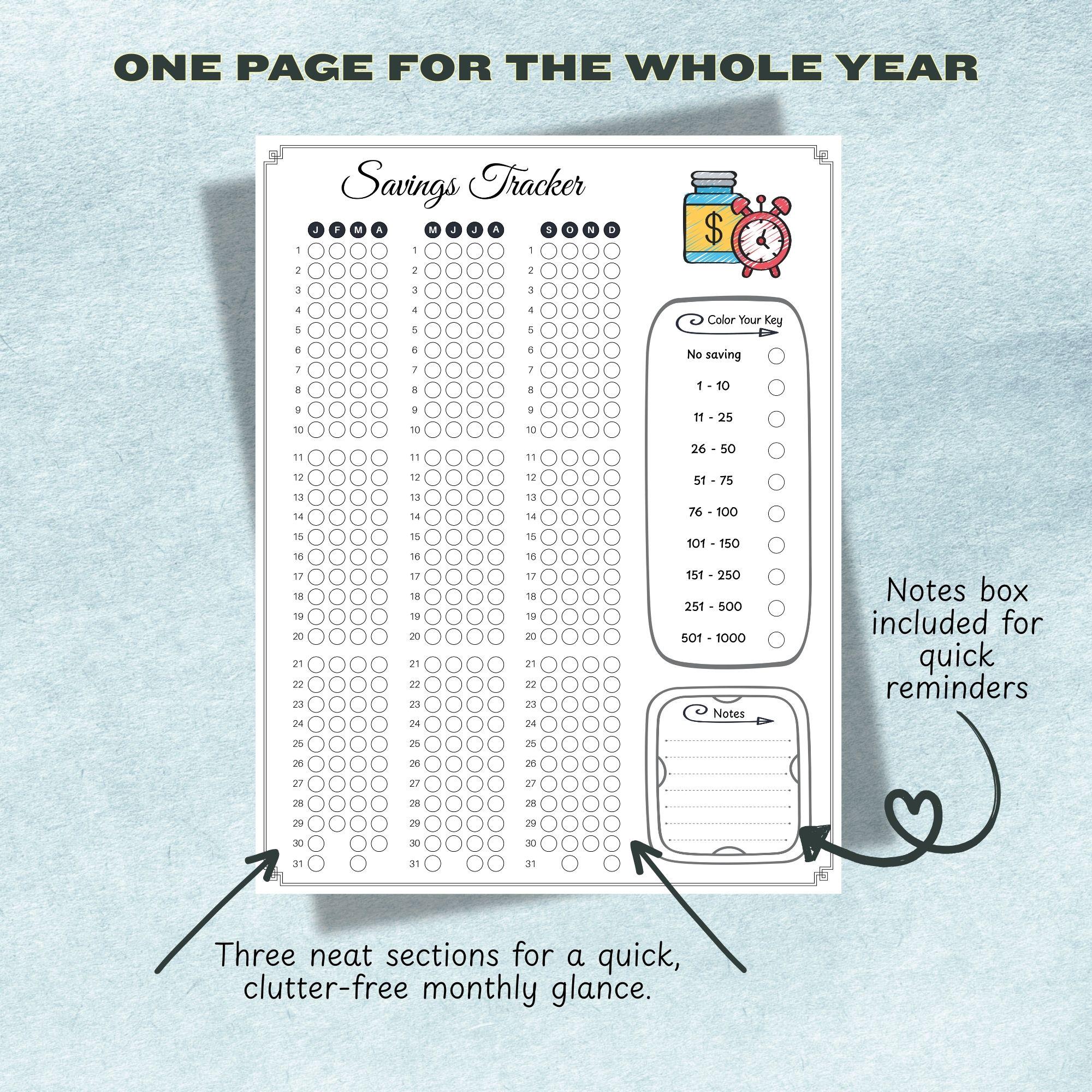 Savings Tracker Printable | Budget Tracker Sheet | Money Saving Chart ...