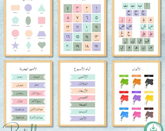 Arabic Learning Poster: Alphabet, Numbers, Shapes (Digital Download)