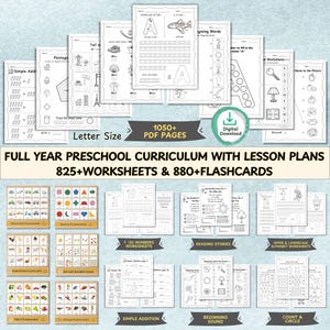 Printable Full Year Preschool Curriculum Worksheets with Lesson Plans 1050+ Pages