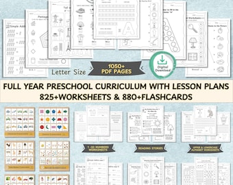 Printable Full Year Preschool Curriculum Worksheets with Lesson Plans 1050+ Pages