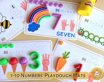 Numbers 1-10 playdough printable mats | Preschool play doh activities for toddlers | Homeschooling | pre-k learning