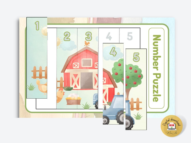 Printable farm-themed learning tool for kids