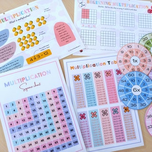 Cartões de roda de contagem de pular de matemática do jardim de infância Atividade matemática, Tabela de gráficos de múltiplos, Recursos de multiplicação de matemática para educação domiciliar Download digital