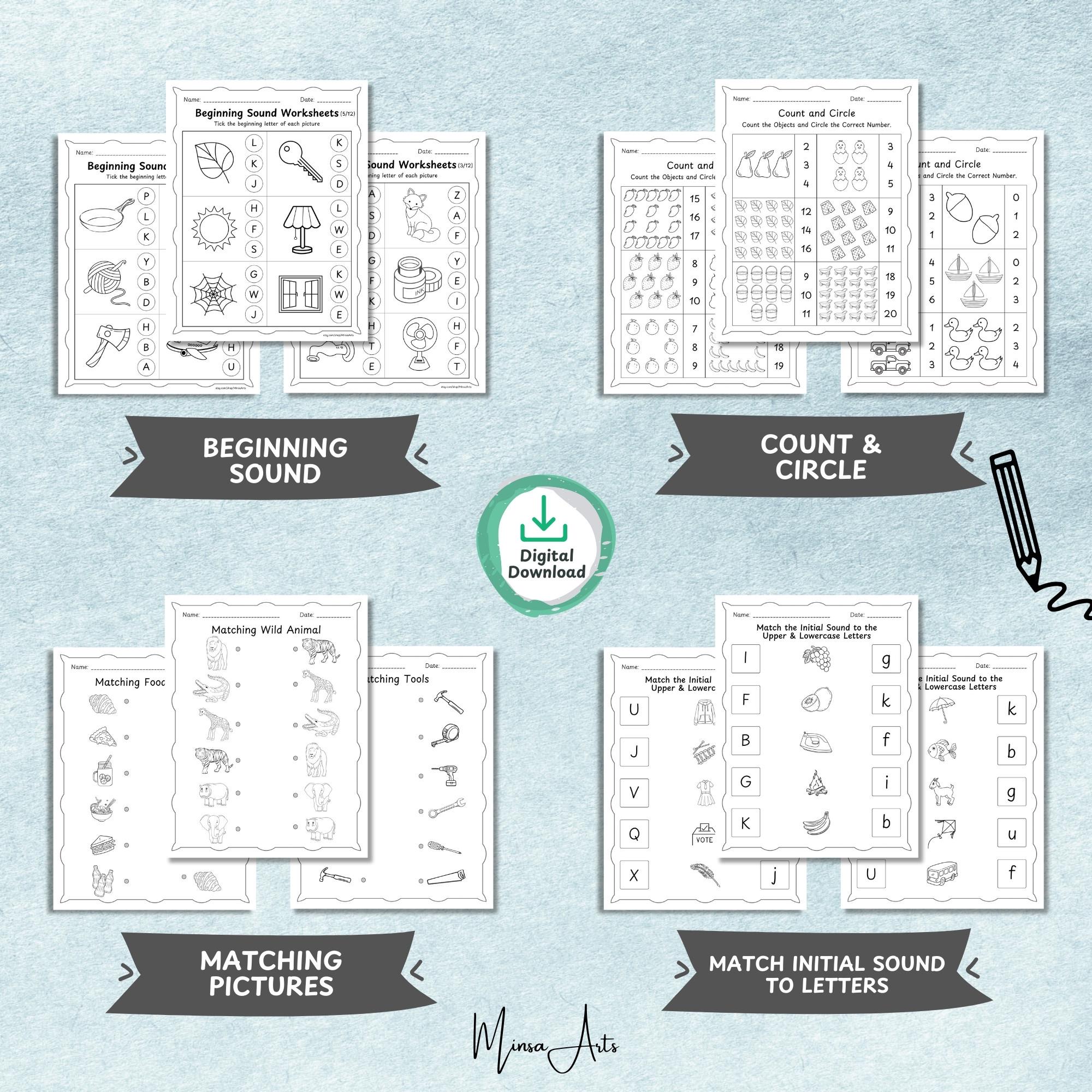 825+ Page Preschool Learning Worksheets Bundle for Kindergarten ...