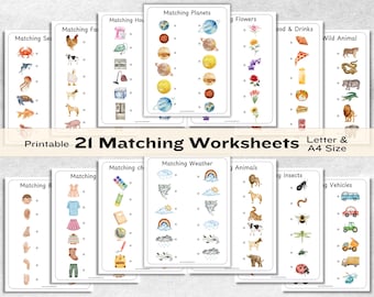 Engaging Printable Matching Worksheets for Preschool Kindergarten Fun and Educational Activities - PDF
