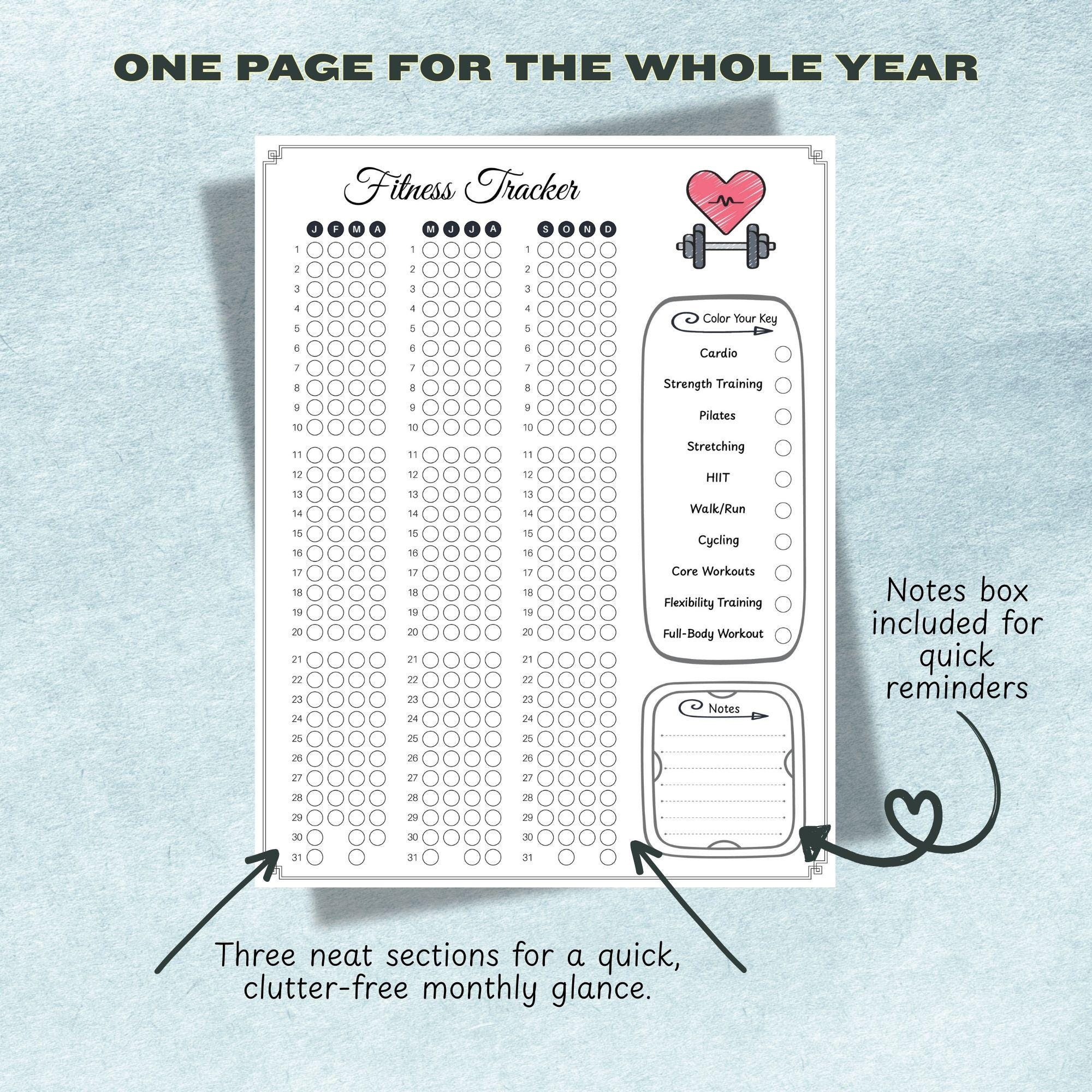 Fitness Tracker Printable | Daily Workout Log | Exercise Tracker Sheet ...