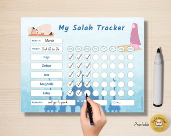 Kids' Salah Tracker Printable: Islamic Prayer Chart (Digital Download)