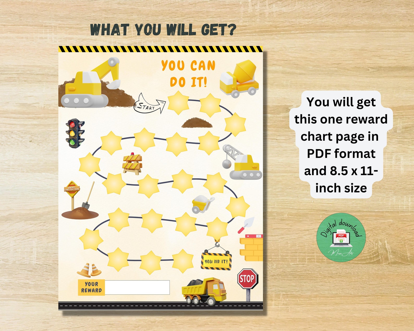 PRINTABLE Construction Reward Chart for Boys Behavior Chart - Etsy