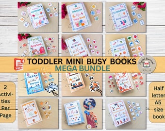 Printable Toddler Mini Busy Books Bundle | Kids Learning Pack Montessori Curriculum Educational Activities Preschool Workbook - PDF