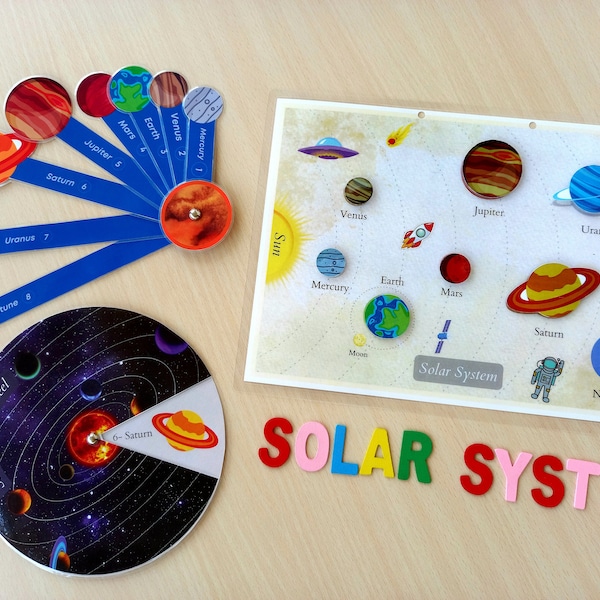 Activité à imprimer sur le système solaire, Modèles du système solaire, Associez les planètes, Activité sur les planètes, Feuille de travail pour l'école maternelle à la maison, Roue planétaire