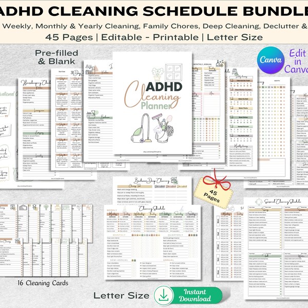 Weekly Home Cleaning Schedule - Etsy