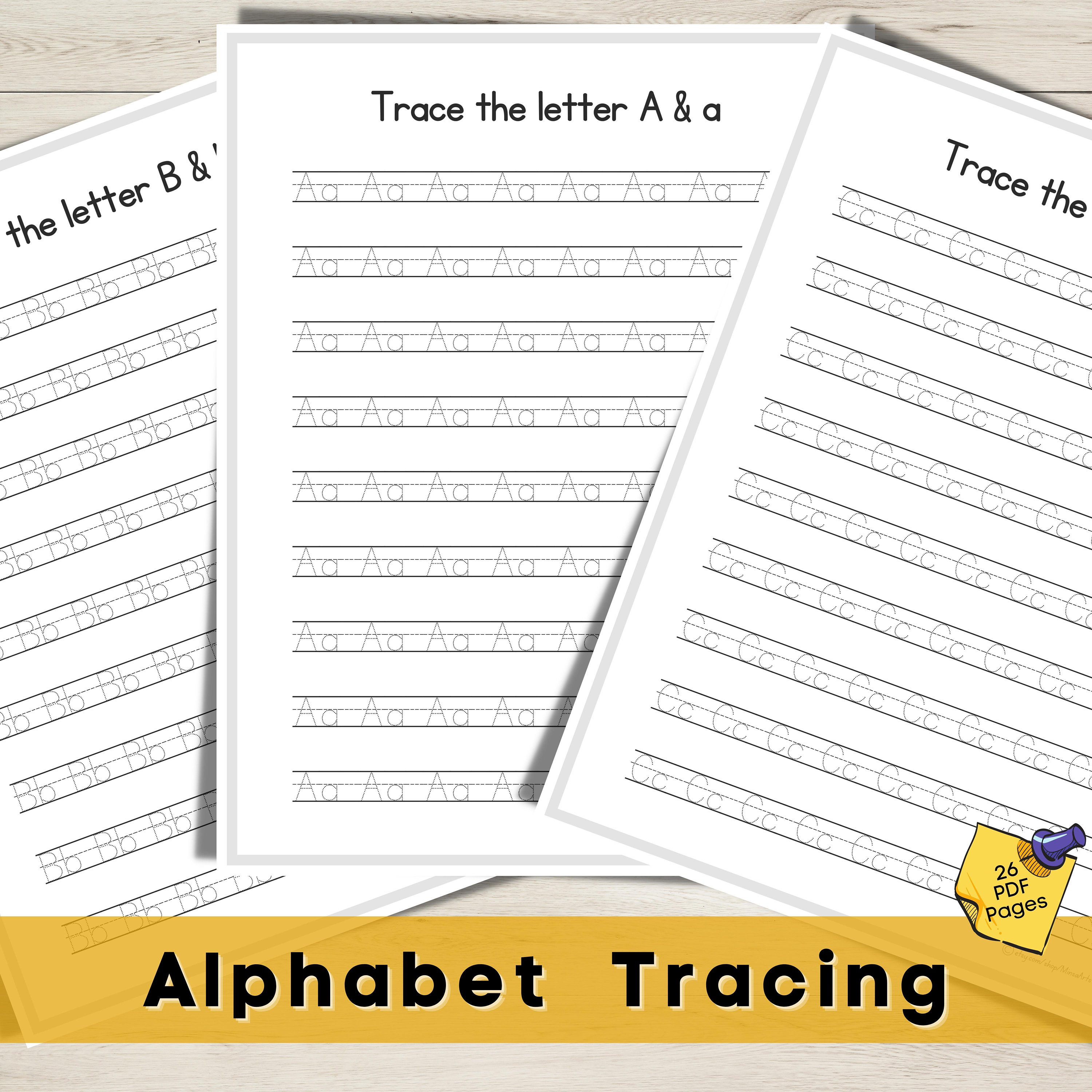Printable Alphabet Letters Tracing 26 PDF Pages, ABC