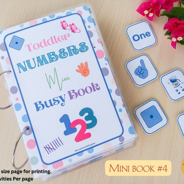 Toddler Numbers Mini busy book #4 | PRINTABLE Kindergarten Pre-k Numbers matching Preschool Homeschool Worksheets - PDF
