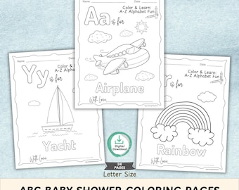 ABC Baby Shower Coloring Book: A-Z Alphabet Coloring Pages (Printable PDF)
