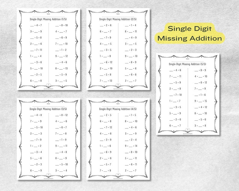 Math Worksheets K-5: Addition, Subtraction, Multiplication, Division
