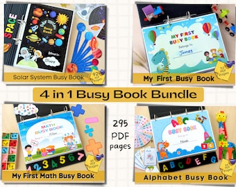Preschool Learning Binder: 4-in-1 Math, Alphabet, Solar System (Digital Download)