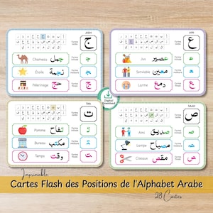 Cartes flash imprimables positions lettres alphabet arabe – Enfants, Islam, Murakkabaat Alif Baa Taa, Apprentissage Coran PDF