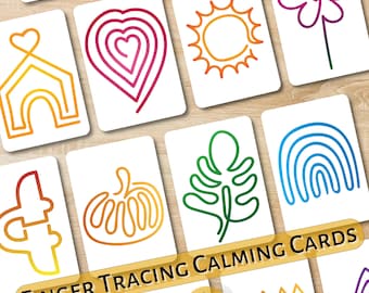 Printable Finger Tracing Cards | Calm Down Tracing Posters | Mindfulness Self-regulating Soothing counselor flashcards