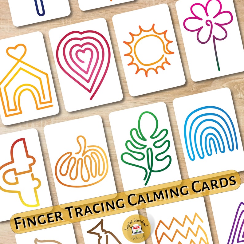 Printable Finger Tracing Cards Calm Down Tracing Posters Etsy
