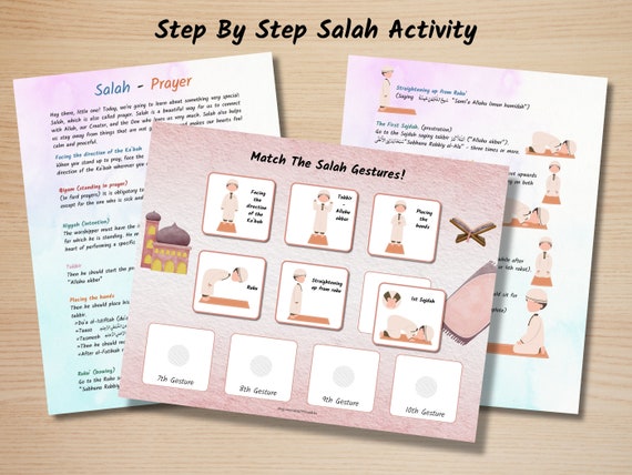 Little Muslims Interactive Salah Learning Activity for Kids Printable Namaz Prayer Steps - PDF