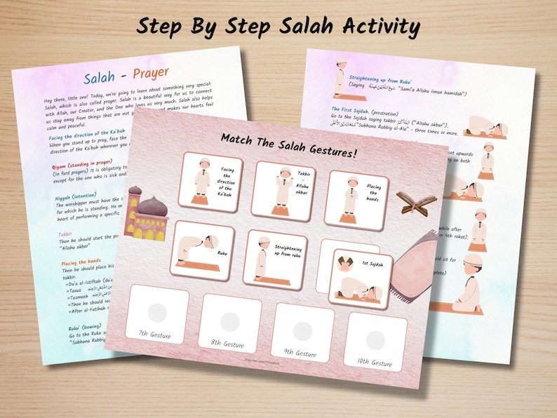 Little Muslims Interactive Salah Learning Activity for Kids Printable Namaz Prayer Steps